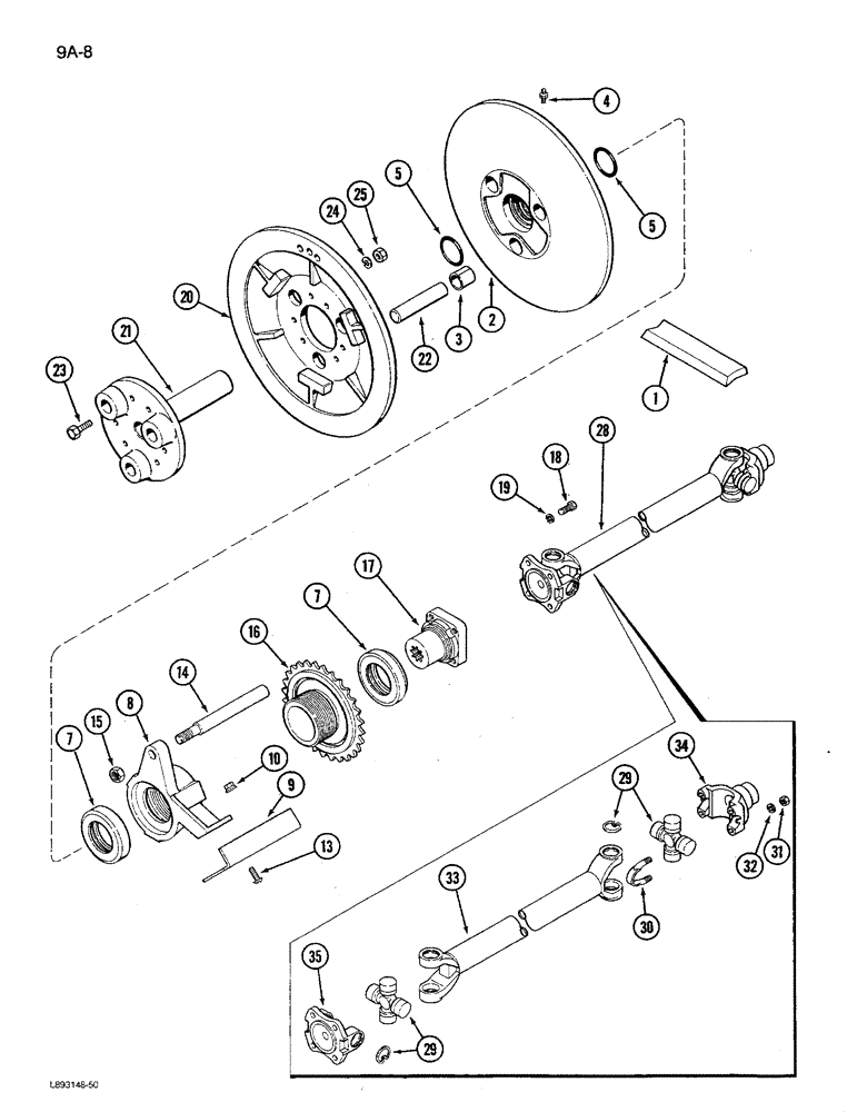 Схема запчастей Case IH 1680 - (9A-08) - SEPARATOR JACKSHAFT DRIVE (13) - FEEDER