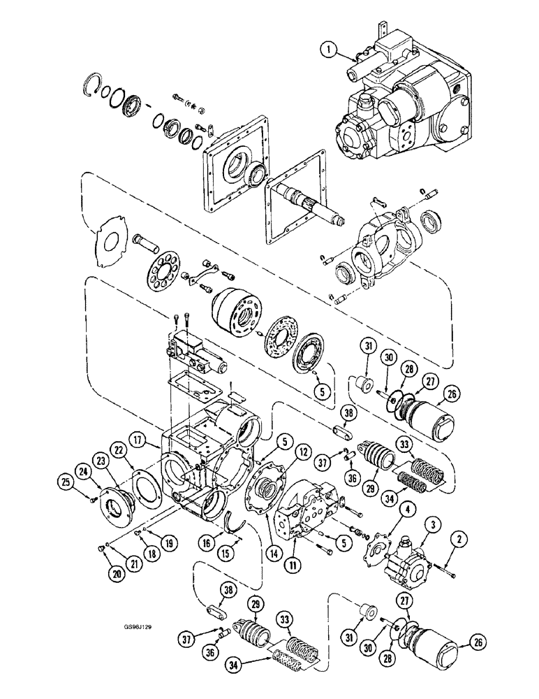 Схема запчастей Case IH 1660 - (6-24) - HYDROSTATIC PUMP, 1958078C1 (03) - POWER TRAIN