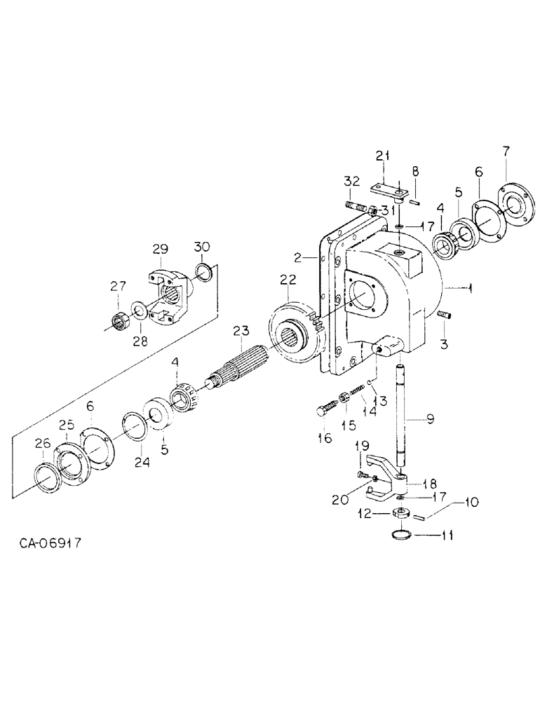 Схема запчастей Case IH 3488 - (07-33) - DRIVE TRAIN, TRANSFER CASE, TRACTORS WITH ALL WHEEL DRIVE, WITH ONE PIECE DRIVE SHAFT (04) - Drive Train