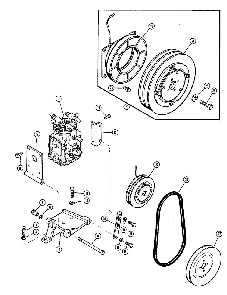 Схема запчастей Case IH 2390 - (9-408) - AIR CONDITIONING, COMPRESSOR MOUNTING AND DRIVE, PRIOR TO P.I.N. 9906496 (09) - CHASSIS/ATTACHMENTS