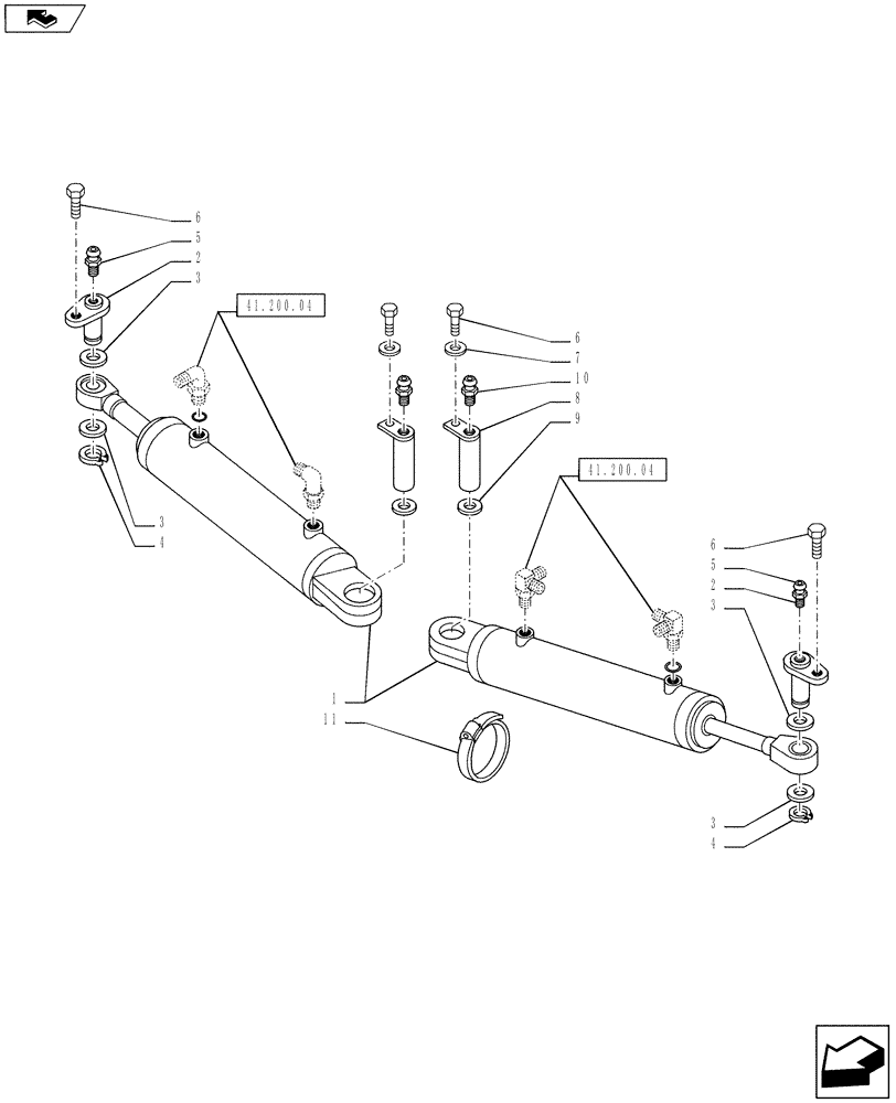 Схема запчастей Case IH PUMA 130 - (41.216.04) - VAR - 330429, 330430 - CL.4 SUSPENDED FRONT AXLE - STEERING CYLINDER (41) - STEERING