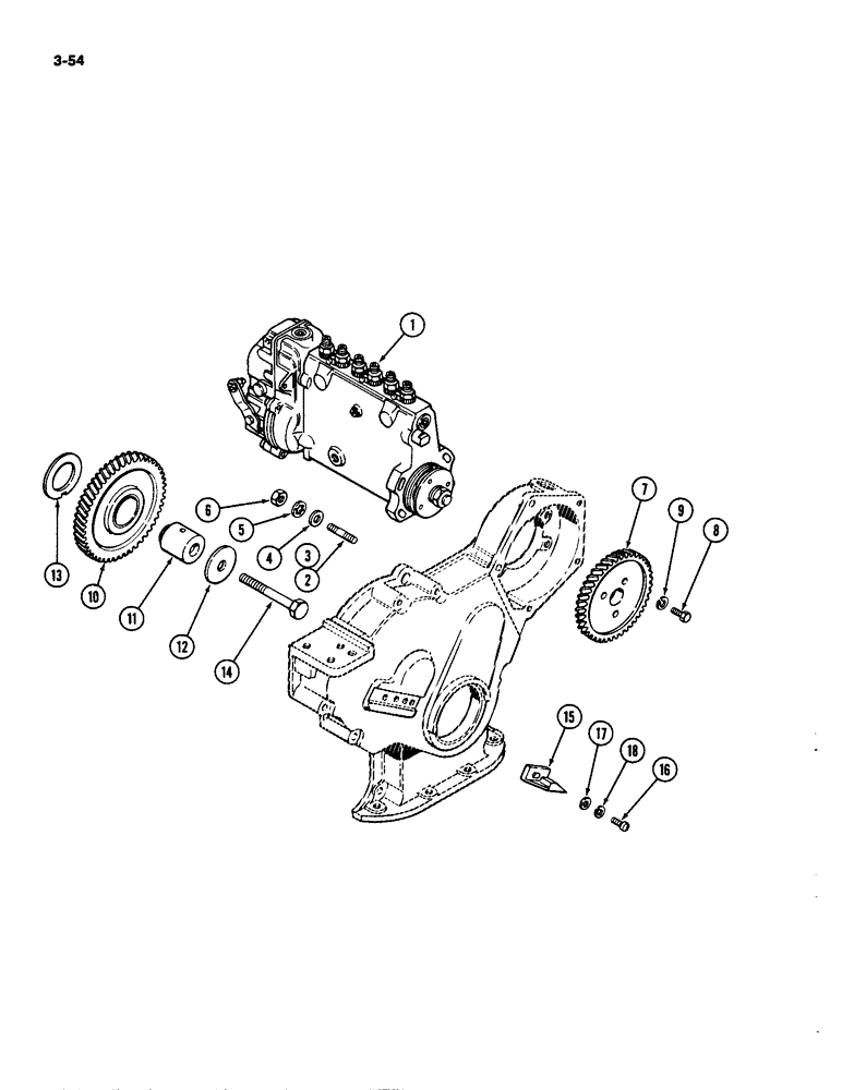 Схема запчастей Case IH 4490 - (3-054) - FUEL INJECTION PUMP DRIVE, 504BDT DIESEL ENGINE (03) - FUEL SYSTEM