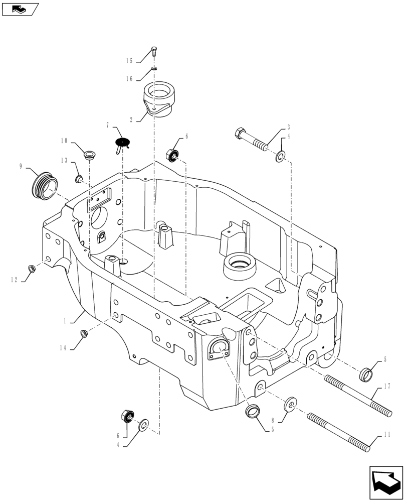 Схема запчастей Case IH PUMA 130 - (25.100.02) - VAR - 330414, 330427, 330429, 330430, 309016, 336811 - AXLE SUPPORT - SUSPENDED 4WD FRONT AXLE (25) - FRONT AXLE SYSTEM