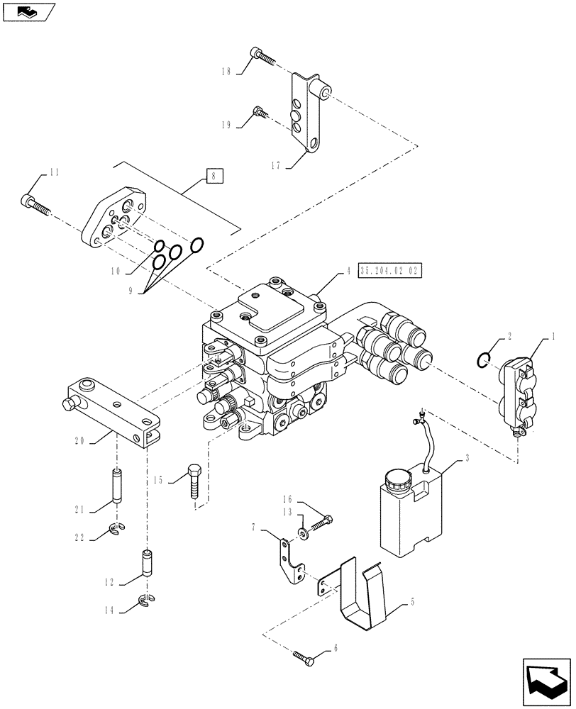 Схема запчастей Case IH PUMA 145 - (35.204.02[01]) - VAR - 743740, 331849 - MECHANICAL REAR REMOTE CONTROL VALVES - MOUNTING & ATTACHMENTS - 2 VALVE (35) - HYDRAULIC SYSTEMS