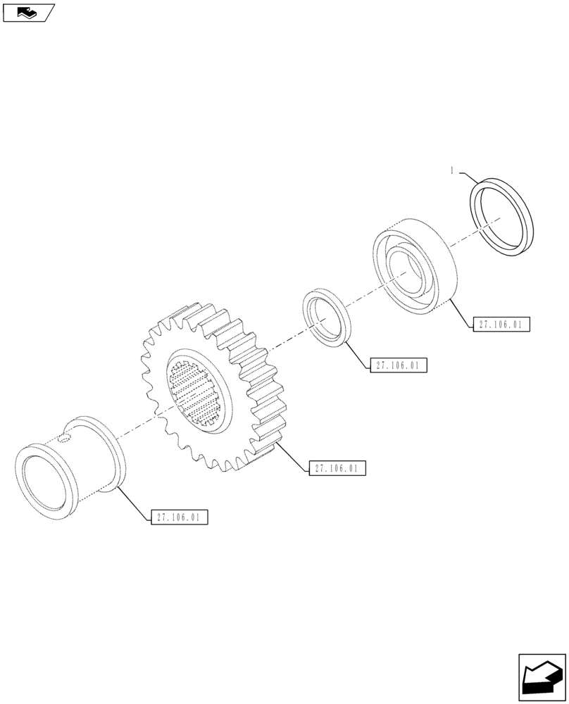 Схема запчастей Case IH PUMA 130 - (27.106.04) - CENTRAL REDUCTION GEARS - SHIMS (27) - REAR AXLE SYSTEM