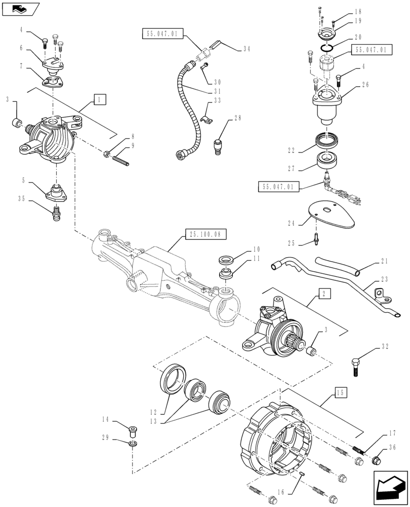 Схема запчастей Case IH PUMA 145 - (25.108.07) - VAR - 330427 - CL.3 SUSPENDED FRONT AXLE W/ BRAKES - STEERING KNUCKLE - SENSOR - HUB (25) - FRONT AXLE SYSTEM