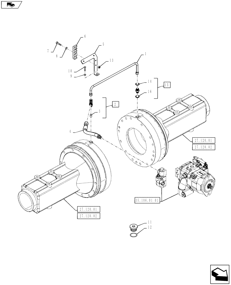 Схема запчастей Case IH PUMA 145 - (33.202.08) - VAR - 330285 - FPS- BRAKE LUBRICATION PIPES (33) - BRAKES & CONTROLS