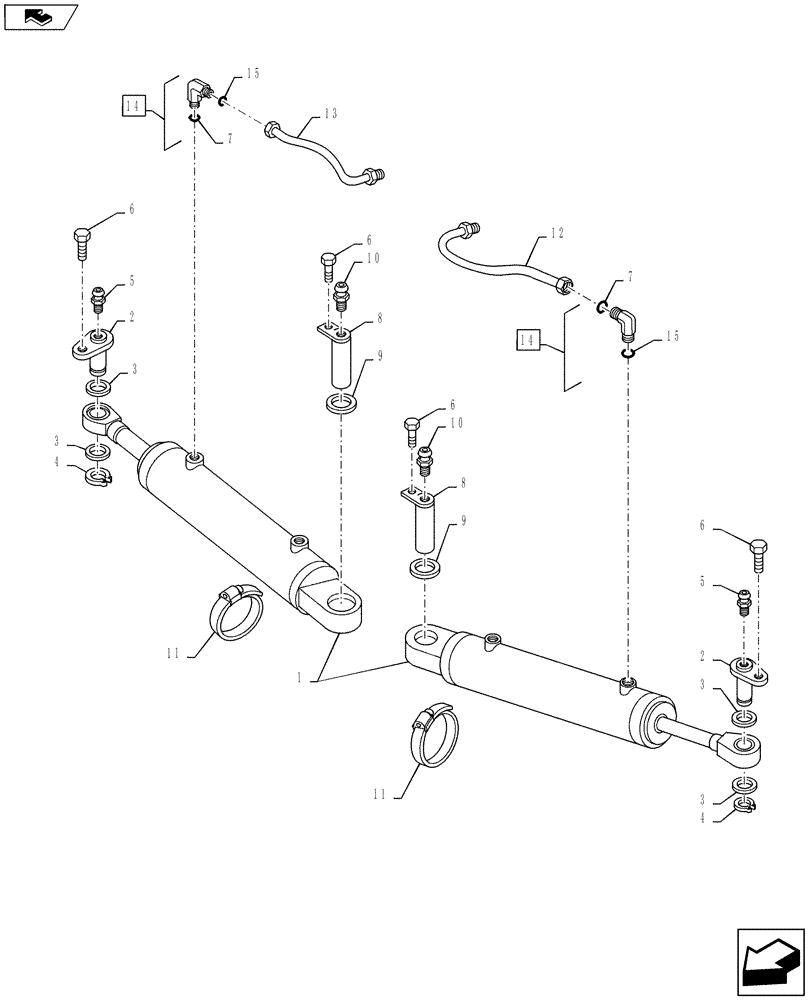 Схема запчастей Case IH PUMA 160 - (41.216.03) - VAR - 330408, 390408, 330426 - CL.4 STANDARD FRONT AXLE - STEERING CYLINDER (41) - STEERING