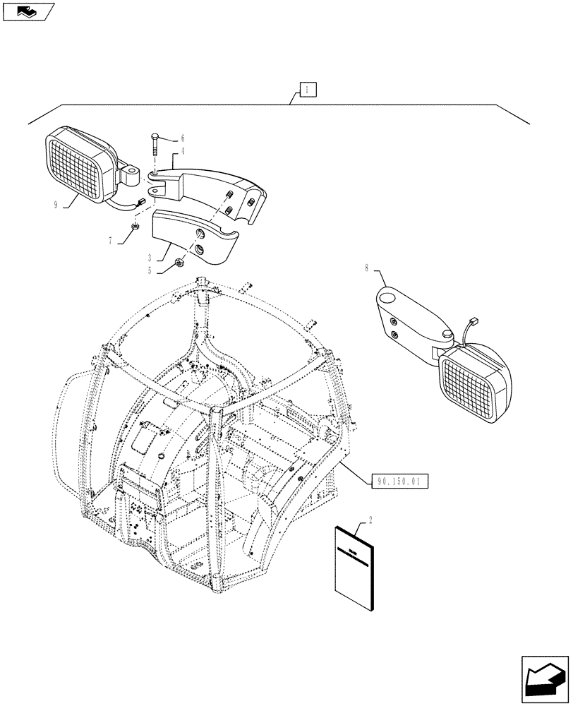 Схема запчастей Case IH PUMA 160 - (88.055.06) - DIA KIT, ADDITIONAL WORKLAMPS FOR GRABRAILS (88) - ACCESSORIES