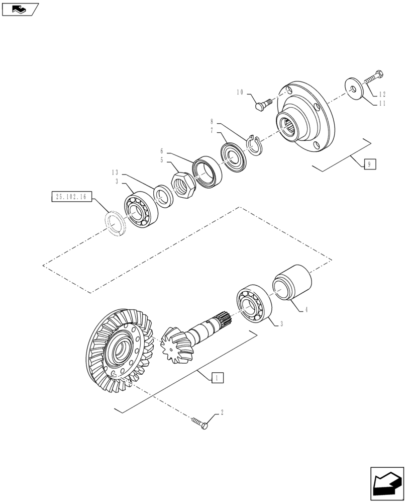 Схема запчастей Case IH PUMA 160 - (25.102.14) - VAR - 330429, 330430 - CL.4 SUSPENDED FRONT AXLE - RING & PINION (25) - FRONT AXLE SYSTEM