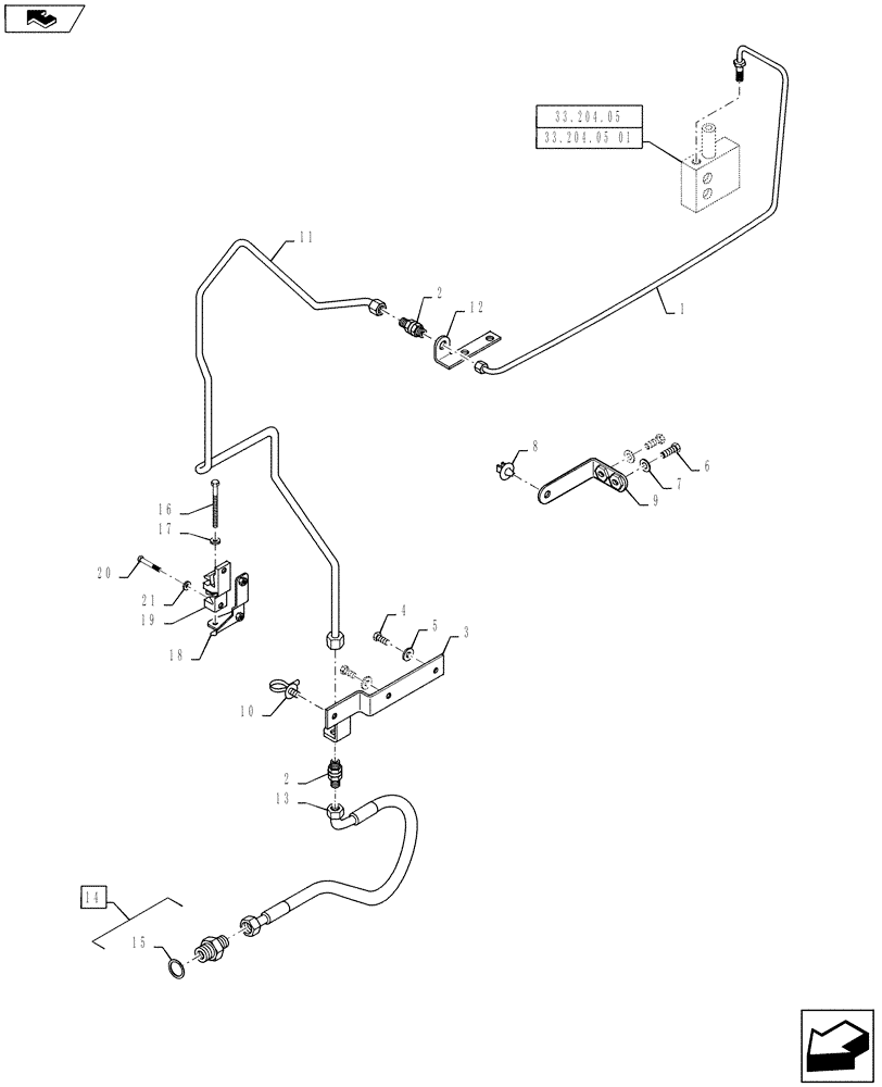 Схема запчастей Case IH PUMA 160 - (33.204.07) - VAR - 330427, 330426 - FRONT AXLE BRAKE LINES (33) - BRAKES & CONTROLS