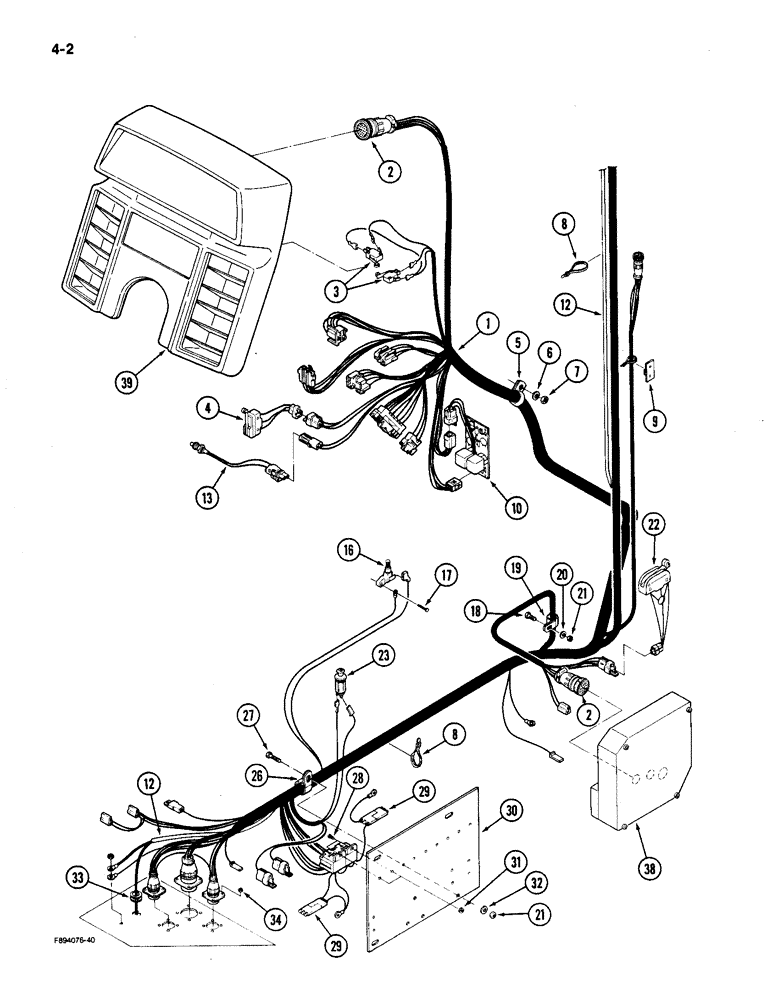 Схема запчастей Case IH 9150 - (4-02) - LOWER CAB HARNESS (04) - ELECTRICAL SYSTEMS