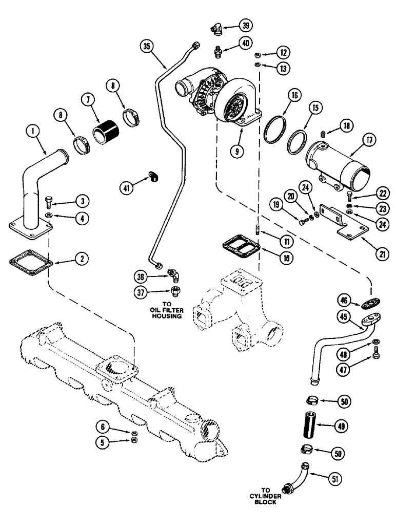 Схема запчастей Case IH 3294 - (2-018) - TURBOCHARGER SYSTEM, 504BDT DIESEL ENGINE (02) - ENGINE