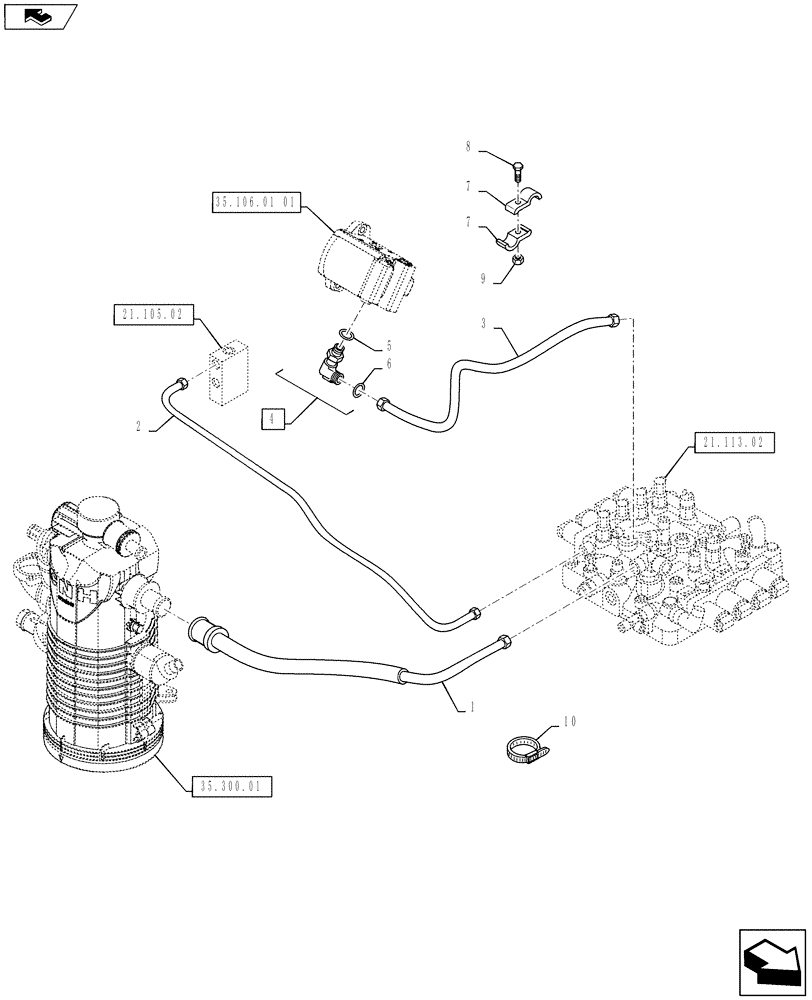 Схема запчастей Case IH PUMA 130 - (21.105.01[01]) - VAR - 330285 - FPS TRANSMISSION LUBRICATION LINES - C7070 (21) - TRANSMISSION