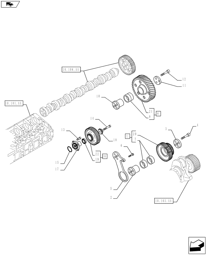 Схема запчастей Case IH F3CE0684E E920 - (10.106.AG) - GEAR DRIVE (10) - ENGINE