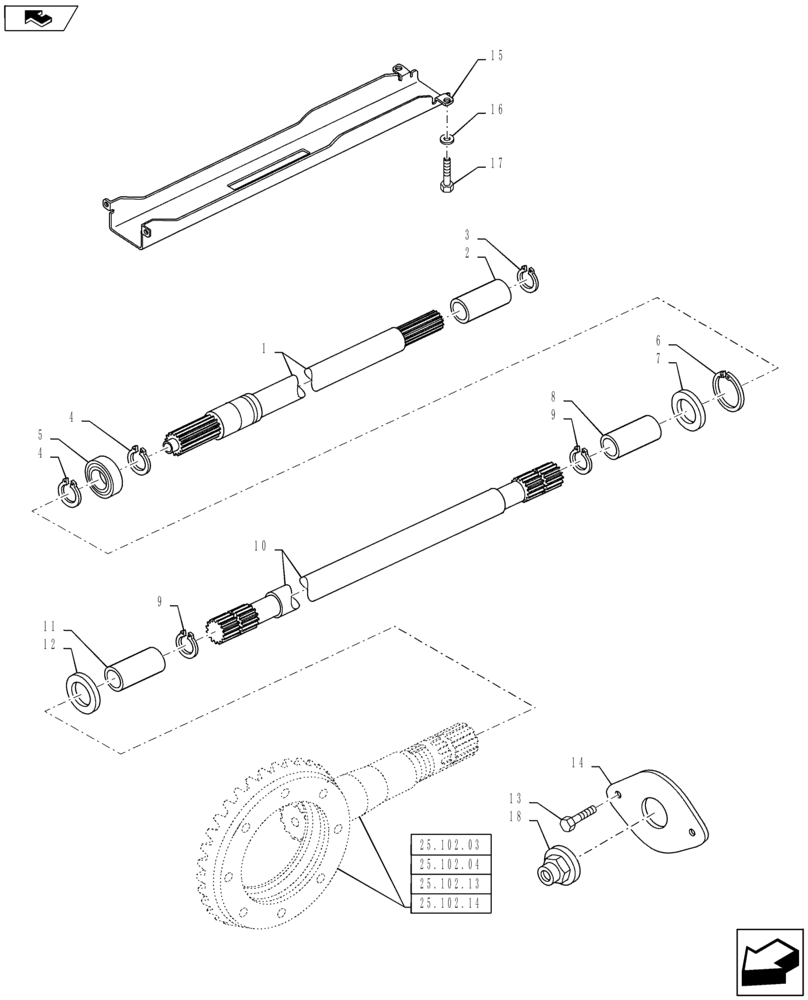 Схема запчастей Case IH PUMA 160 - (23.314.01) - FOUR WHEEL DRIVE PROPELLER SHAFT FOR FIXED FRONT AXLE (23) - FOUR WHEEL DRIVE SYSTEM