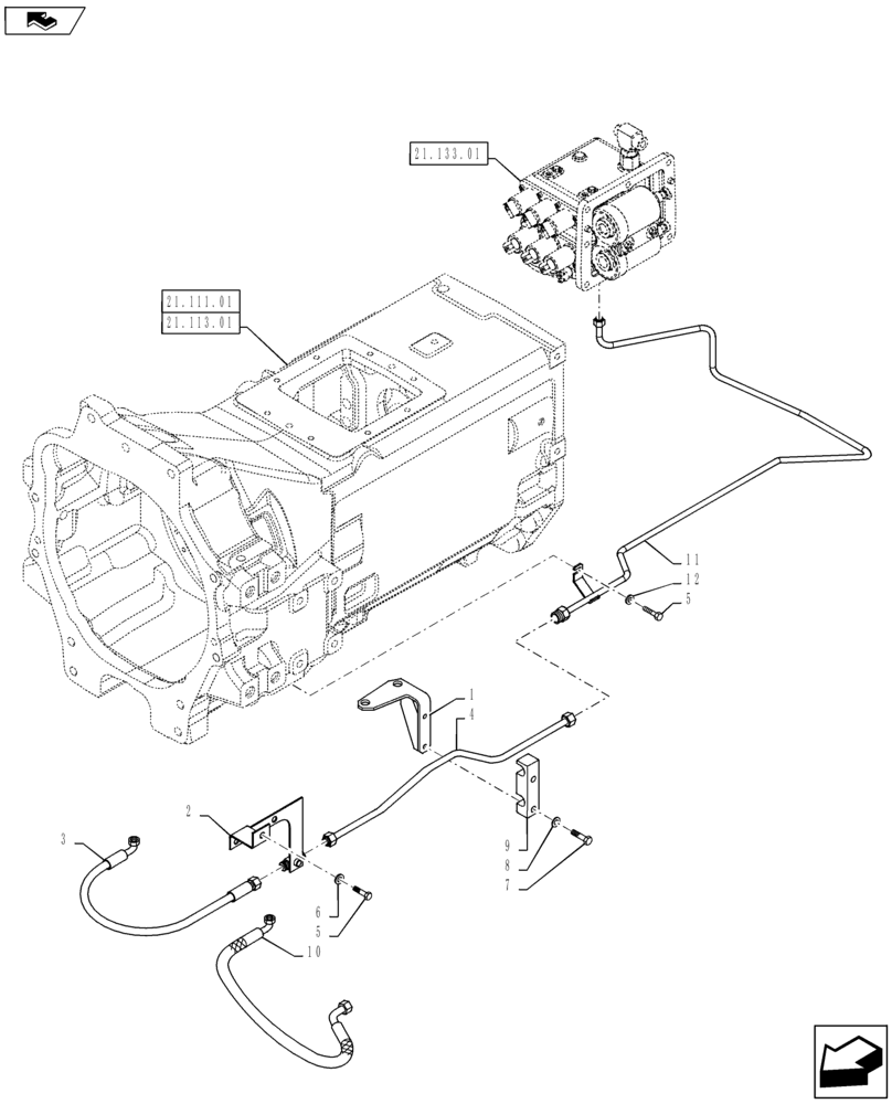 Схема запчастей Case IH PUMA 160 - (25.102.18) - FRONT DIFFERENTIAL LOCK PIPES (25) - FRONT AXLE SYSTEM