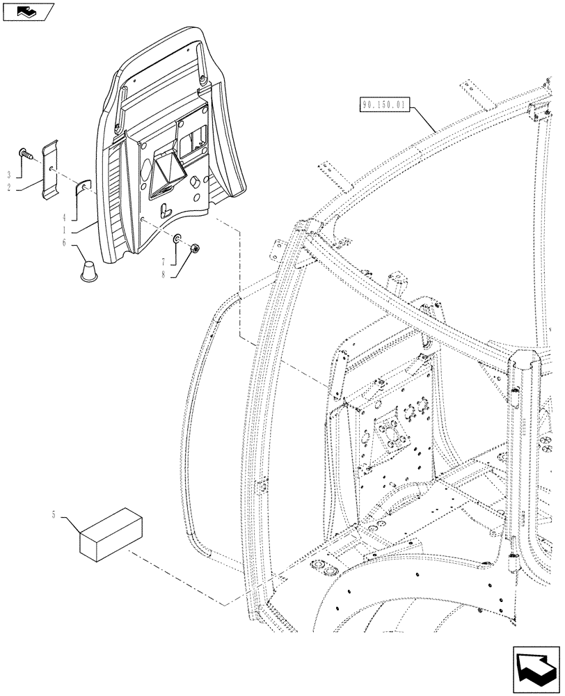 Схема запчастей Case IH PUMA 130 - (90.160.02) - SOUNDPROOFING (90) - PLATFORM, CAB, BODYWORK AND DECALS