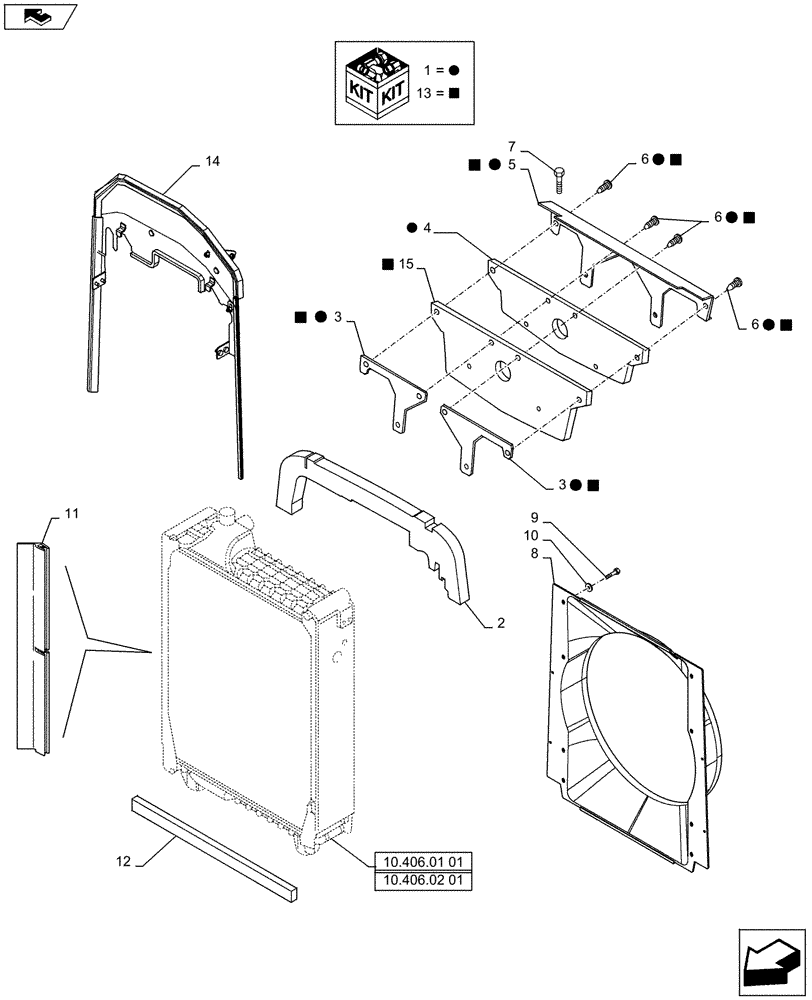 Схема запчастей Case IH PUMA 145 - (10.406.03) - RADIATOR DUCT AND SEALS (10) - ENGINE