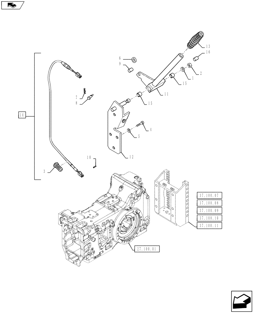 Схема запчастей Case IH PUMA 130 - (37.106.03) - VAR - 743698, 331945 - AUTOMATIC PICK UP HITCH WITH HYDR. PUSH BACK, WITH SWINGING DRAWBAR - CONTROL LEVER (37) - HITCHES, DRAWBARS & IMPLEMENT COUPLINGS