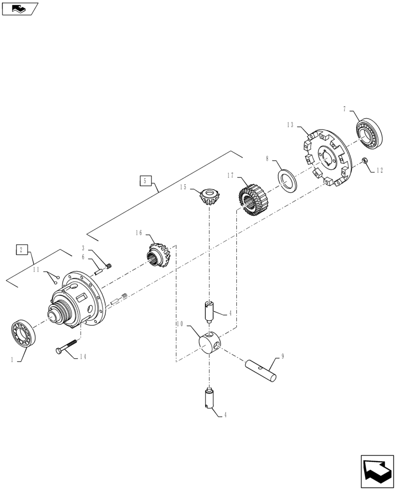 Схема запчастей Case IH PUMA 130 - (27.106.19) - DIFFERENTIAL GEARS WITH MECHANICAL LOCK FOR REAR AXLE (27) - REAR AXLE SYSTEM