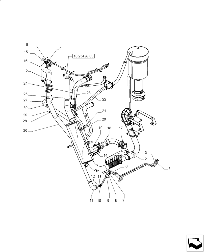 Схема запчастей Case IH A8800 - (10.202.AK[01]) - DC-9 MOTOR, AIR INTAKE LINE (10) - ENGINE