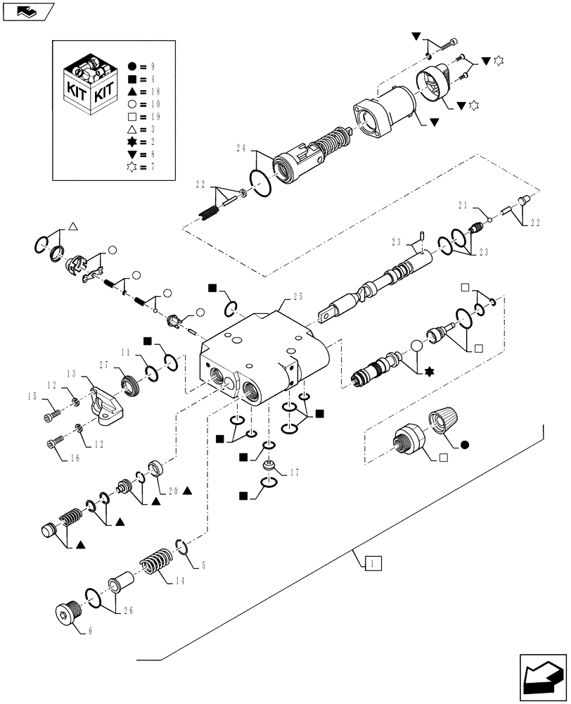 Схема запчастей Case IH PUMA 145 - (35.204.21) - VALVE SECTION - MECHANICAL - CONFIGURABLE DETENT (35) - HYDRAULIC SYSTEMS