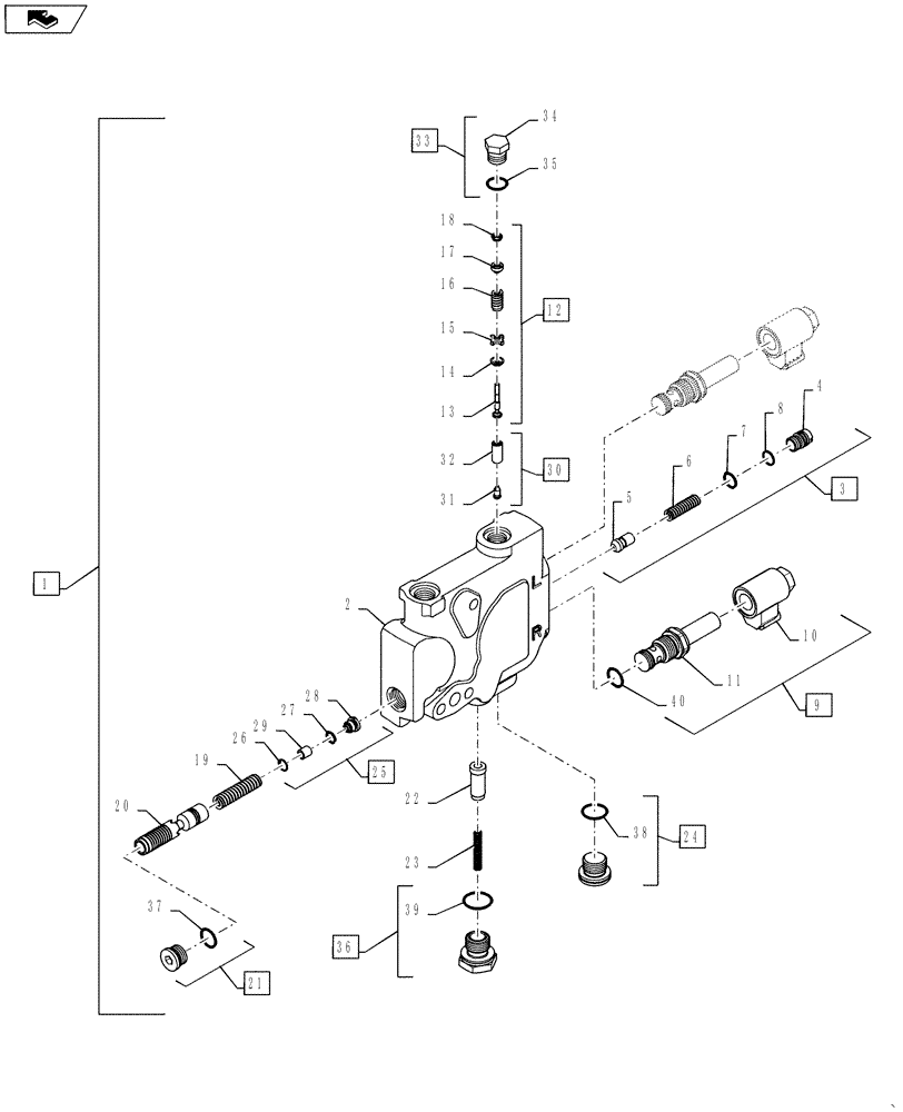 Схема запчастей Case IH QUADTRAC 550 - (35.204.15) - VALVE ASSEMBLY - THREE POINT HITCH (35) - HYDRAULIC SYSTEMS