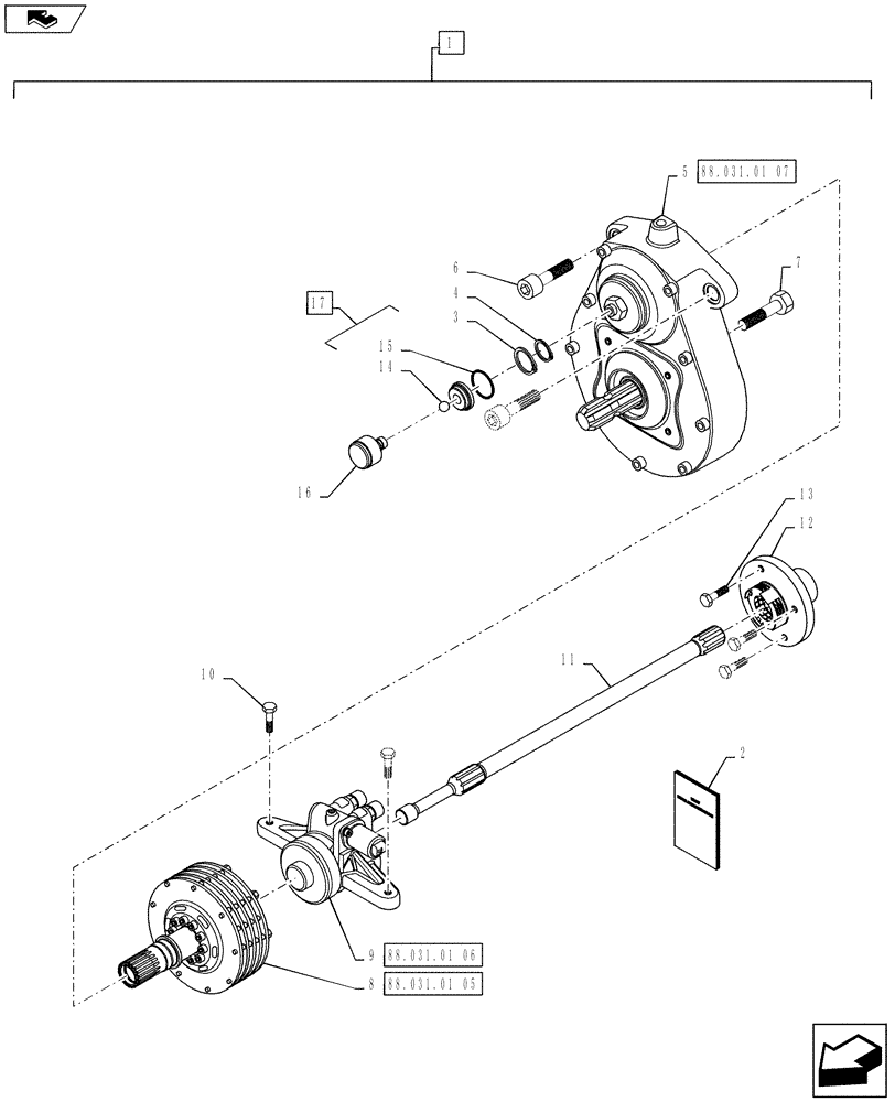 Схема запчастей Case IH PUMA 130 - (88.031.01[01]) - DIA KIT, FRONT POWER TAKE OFF - PTO, CLUTCH AND CYLINDER (88) - ACCESSORIES