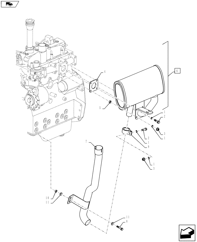 Схема запчастей Case IH FARMALL 55A - (10.254.04[02]) - EXHAUST SYSTEM - MUFFLER W/VERTICAL EXHAUST (10) - ENGINE