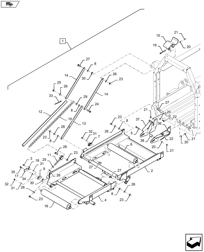 Схема запчастей Case IH LB324R - (88.070.001[01]) - DIA KIT: ROLLER BALE CHUTE - C136 (88) - ACCESSORIES