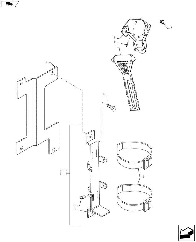 Схема запчастей Case IH PUMA 130 - (05.102.01) - FIRE EXTINGUISHER PREDISPOSITION AND EMERGENCY EXIT HAMMER (05) - SERVICE & MAINTENANCE