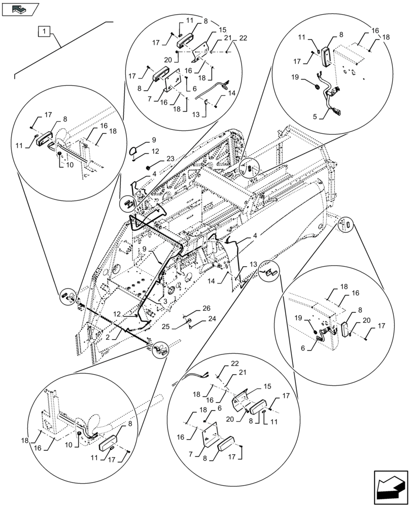 Схема запчастей Case IH LB334S - (88.055.006[01]) - DIA KIT: SIDE LIGHT KIT (88) - ACCESSORIES