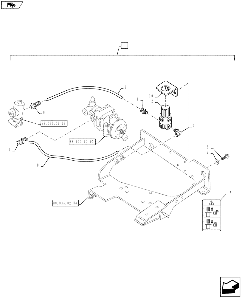 Схема запчастей Case IH PUMA 130 - (88.033.02[10]) - DIA KIT, PNEUMATIC TRAILER BRAKE - PRESSURE REGULATOR (88) - ACCESSORIES