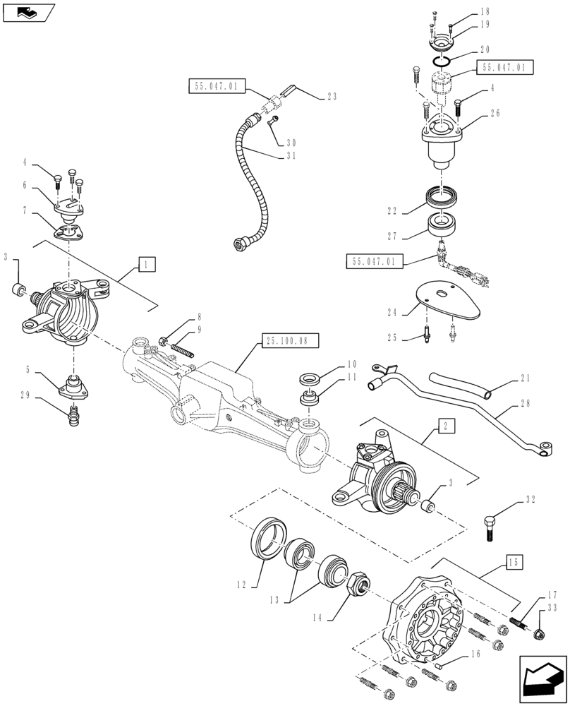 Схема запчастей Case IH PUMA 145 - (25.108.05) - VAR - 390409 - CL.3 STANDARD FRONT AXLE - STEERING KNUCKLE - SENSOR - HUB (25) - FRONT AXLE SYSTEM