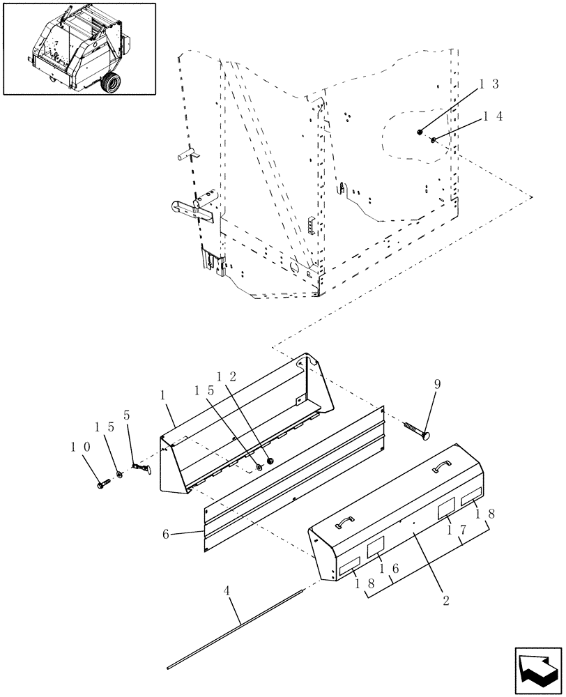 Схема запчастей Case IH RBX453 - (08.71) - SHIELDS, NET BOX, SINGLE, NORTH AMERICA (08) - SHEET METAL/DECALS