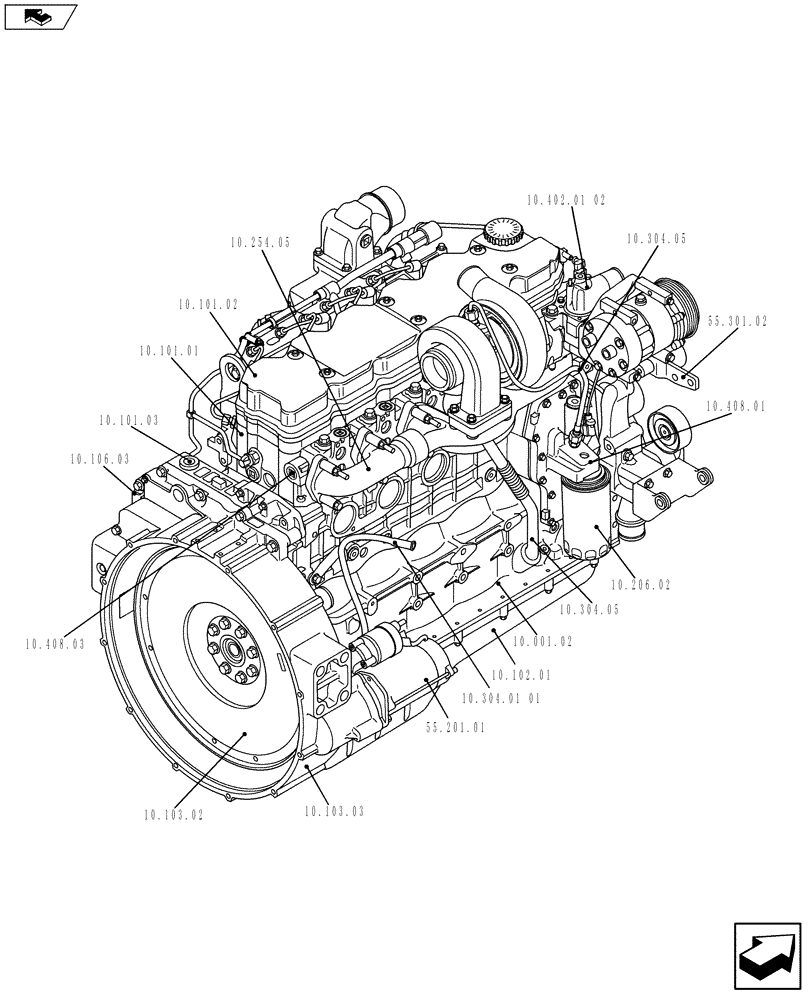 Схема запчастей Case IH F4HFE613T A005 - (10.000.01[02]) - PICTORIAL OVERVIEW 2/2 - ENGINE (5801366317) (10) - ENGINE