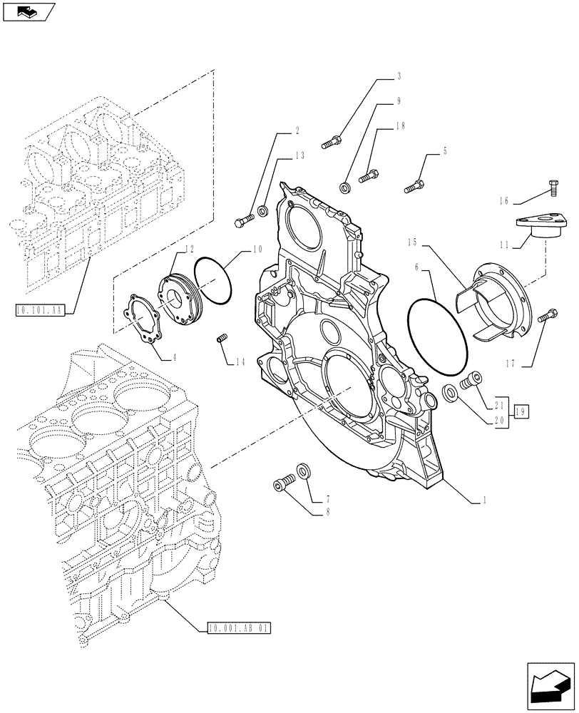 Схема запчастей Case IH F3CE0684E E920 - (10.102.BE) - CRANKCASE COVERS (10) - ENGINE