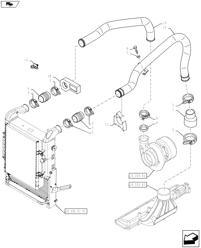 Схема запчастей Case IH PUMA 145 - (10.408.03) - INTERCOOLER AND CONDENSER - PIPES (10) - ENGINE