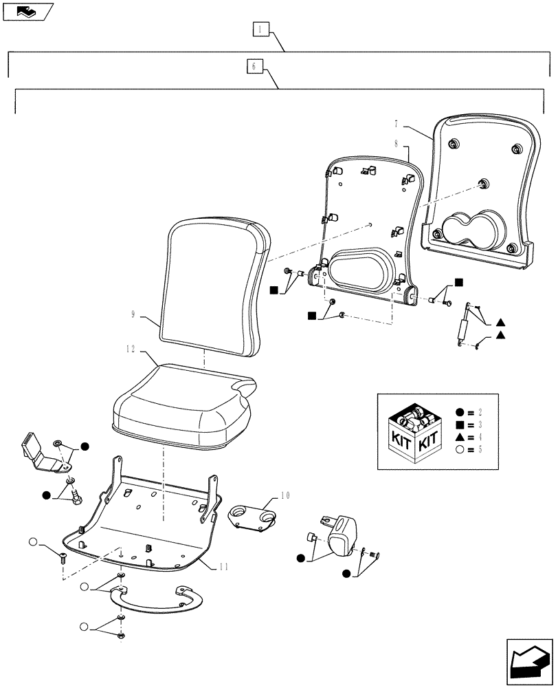 Схема запчастей Case IH PUMA 160 - (88.090.15[02]) - DIA KIT, PASSENGER SEAT WITH BELTS - BREAKDOWN (88) - ACCESSORIES