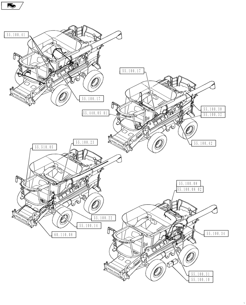 Схема запчастей Case IH 7230 - (00.000.55[01]) - PICTORIAL INDEX - ELECTRICAL, HARNESSES (00) - GENERAL & PICTORIAL INDEX