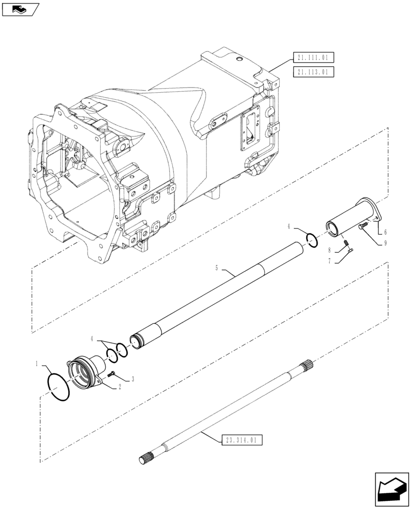 Схема запчастей Case IH PUMA 145 - (23.314.02) - VAR - 743678, 330448, 336449 - WATERPROOFING FOR FIXED FRONT AXLE - SLEEVE, SHIELD & FLANGE (23) - FOUR WHEEL DRIVE SYSTEM