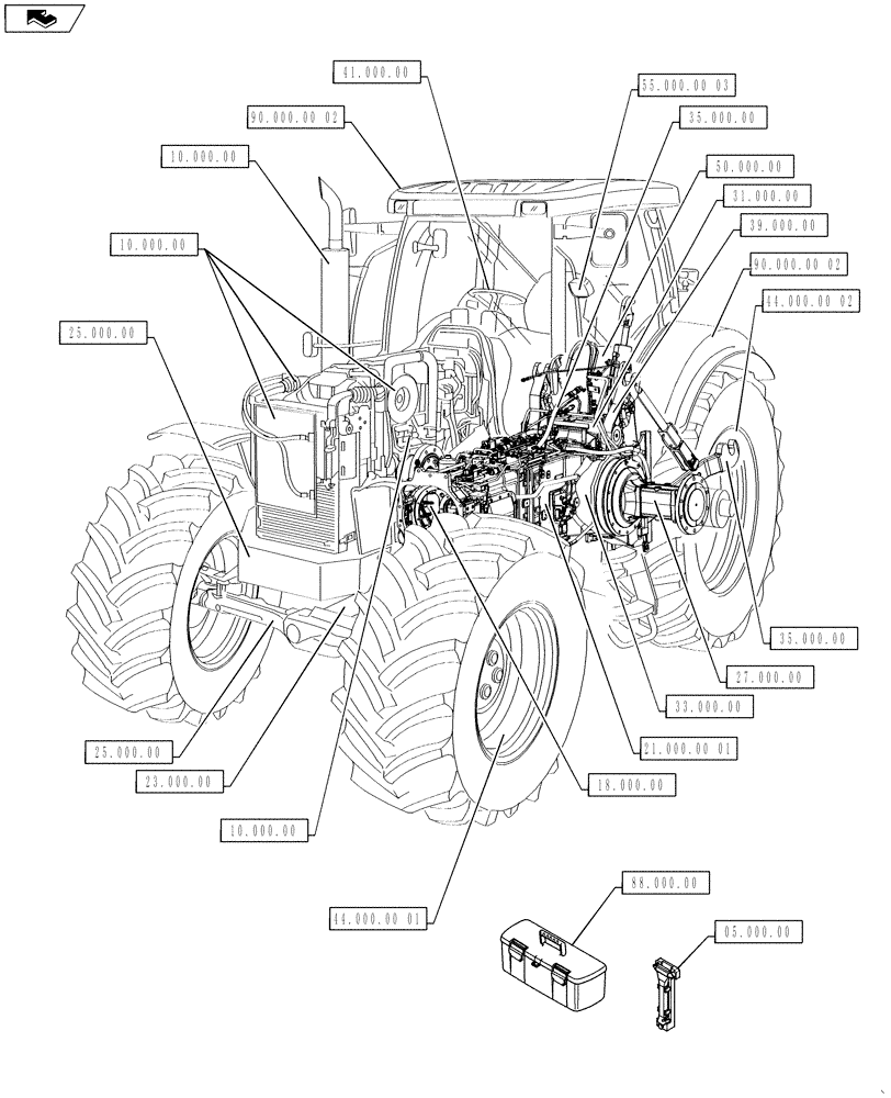 Схема запчастей Case IH PUMA 160 - (00.000.00) - PICTORIAL INDEX - MAIN SECTIONS (00) - GENERAL & PICTORIAL INDEX