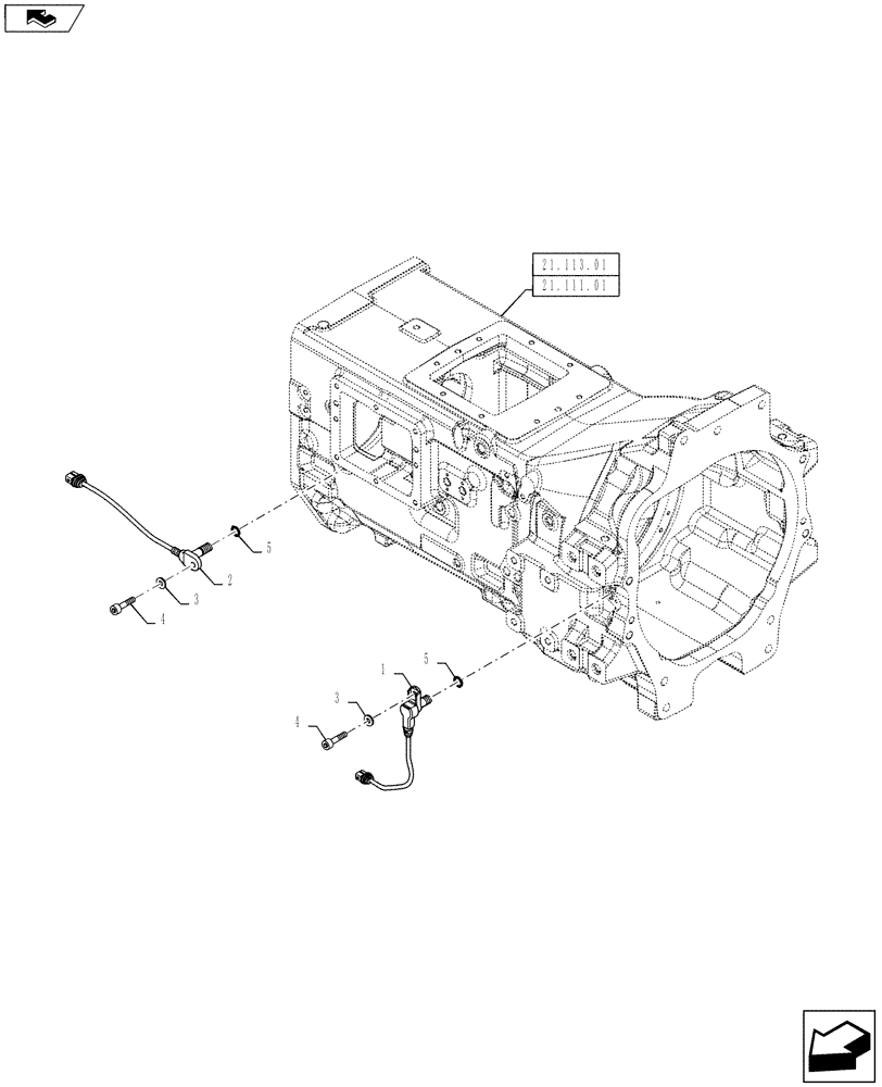 Схема запчастей Case IH PUMA 130 - (55.020.02) - GEARBOX HOUSING SENSORS AND SWITCHES (55) - ELECTRICAL SYSTEMS