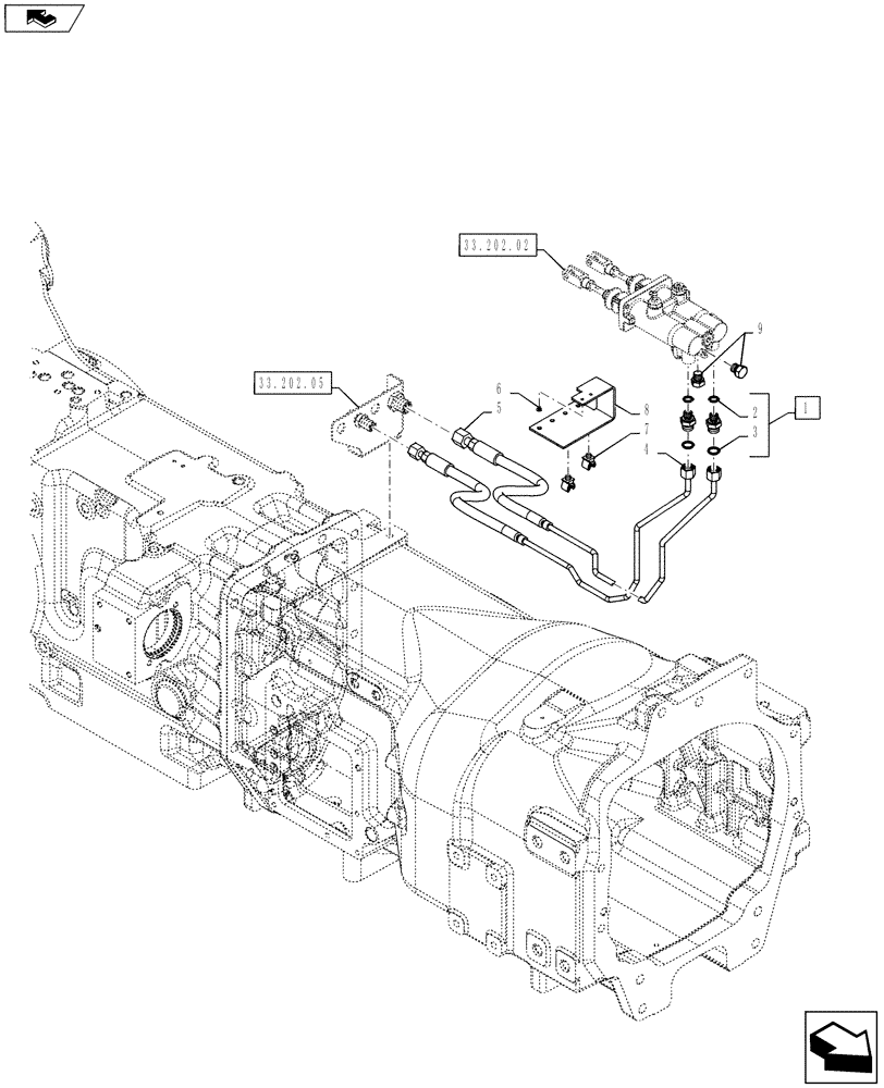 Схема запчастей Case IH PUMA 130 - (33.202.04) - BRAKE LINES (33) - BRAKES & CONTROLS