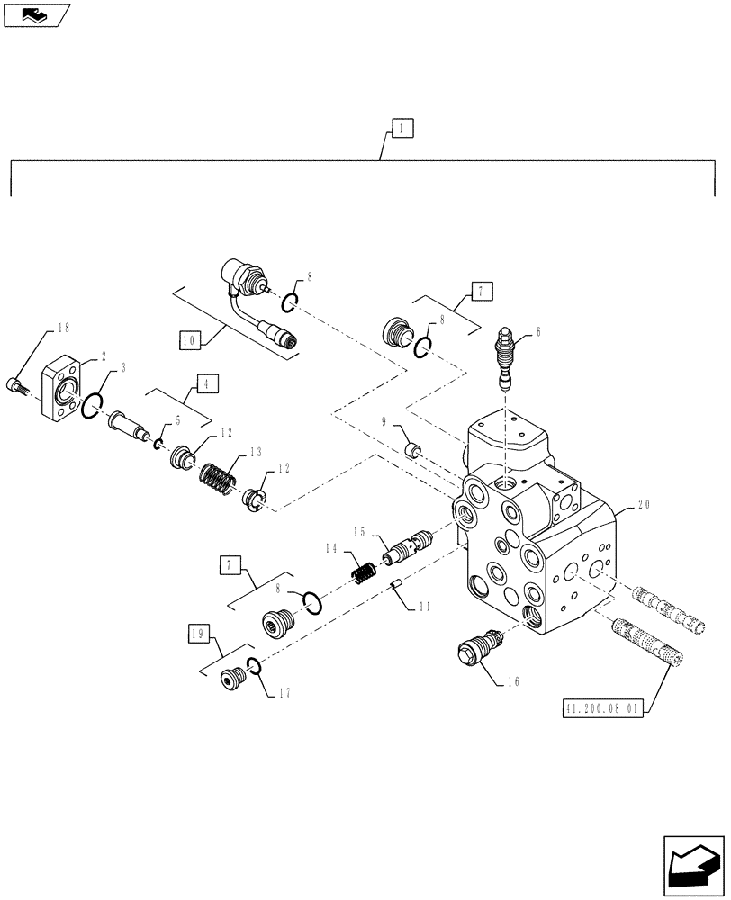 Схема запчастей Case IH PUMA 130 - (41.200.08[02]) - STEERING VALVE - BREAKDOWN - C9026 (41) - STEERING