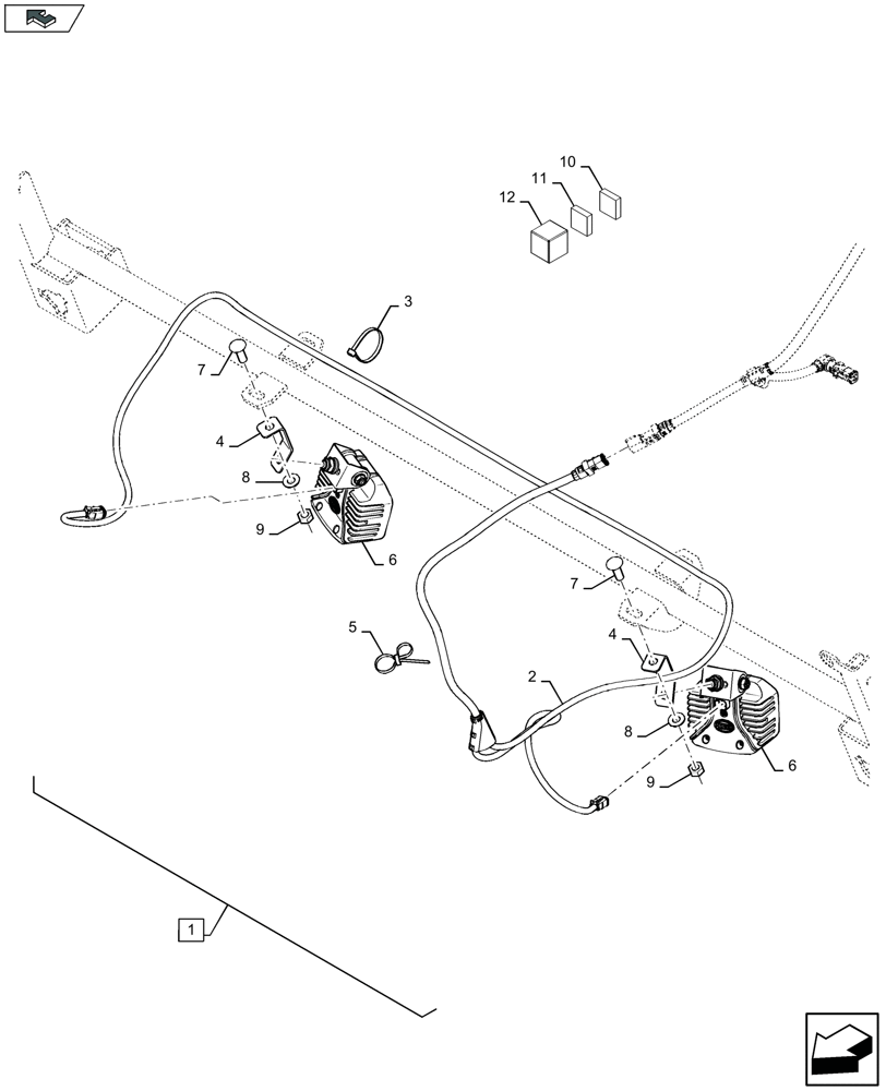 Схема запчастей Case IH LB434S - (88.055.002[01]) - DIA KIT: WORKING LIGHT KIT - PICK-UP (88) - ACCESSORIES