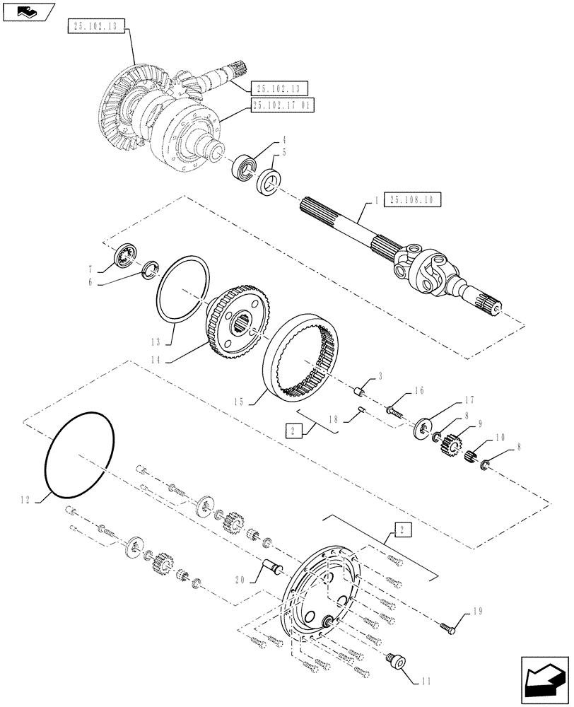 Схема запчастей Case IH PUMA 145 - (25.108.08) - VAR - 330408, 330429 - CL.4 FRONT AXLE W/ OUT BRAKES - FINAL DRIVE (25) - FRONT AXLE SYSTEM