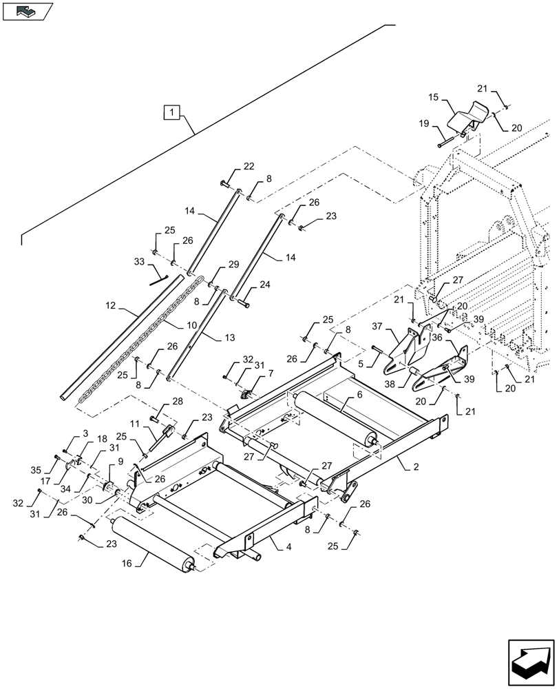 Схема запчастей Case IH LB434R - (88.070.002[01]) - DIA KIT: ROLLER BALE CHUTE - C136 (88) - ACCESSORIES