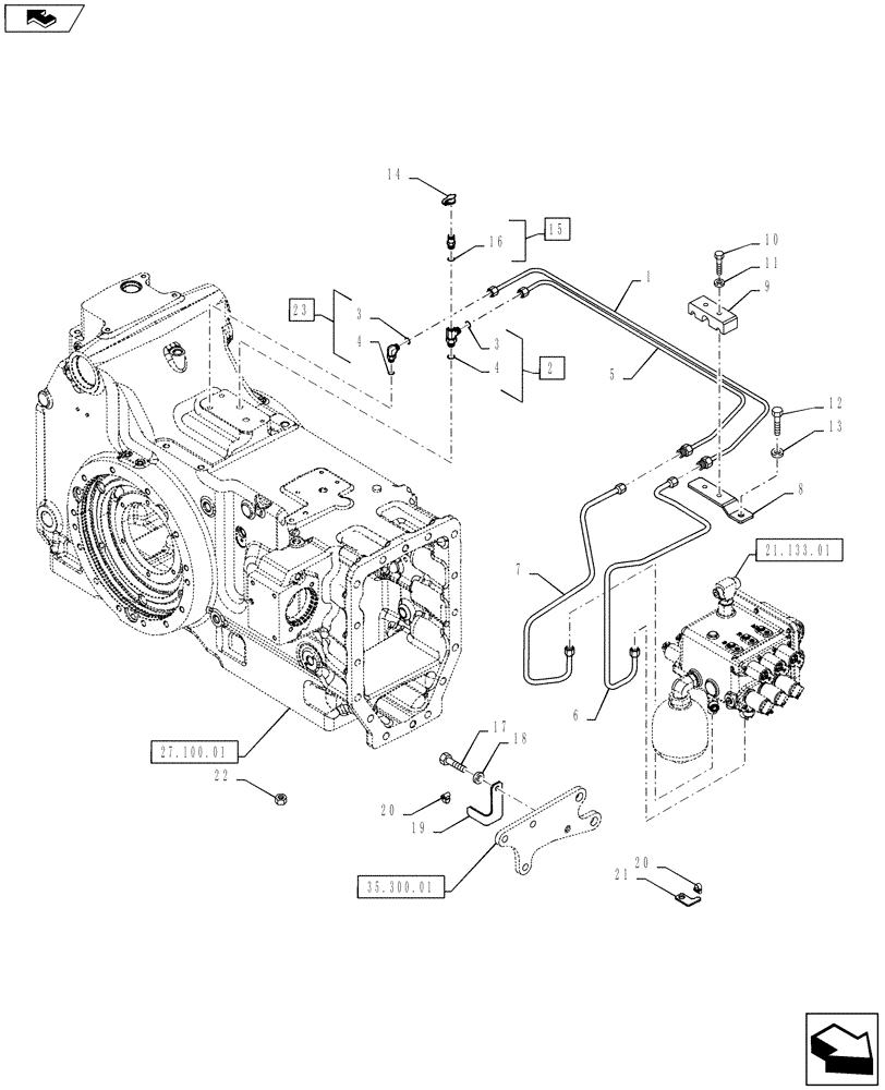 Схема запчастей Case IH PUMA 145 - (21.103.04) - VAR - 390283 - SPS - LOW PRESSURE GEARBOX CONTROL PIPES (21) - TRANSMISSION